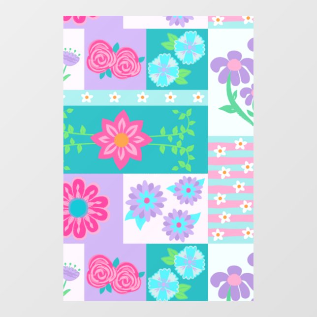 Vibrant Blooming Flowers Design Window Cling (Sheet)