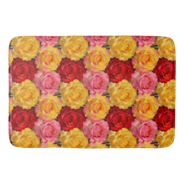 Vibrant Blooming Roses Bath Mat (Front)