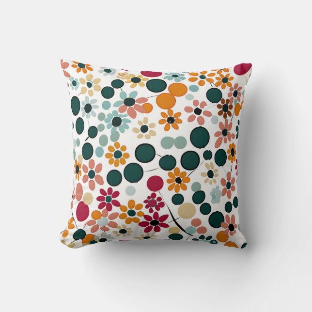 Vibrant Blooms Throw Pillow (Front)