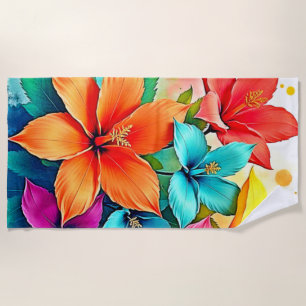 Vibrant Blooms: Tropical Floral Magic Design Beach Towel