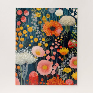 Vibrant Blooms Whimsical Wildflower Painting Jigsaw Puzzle