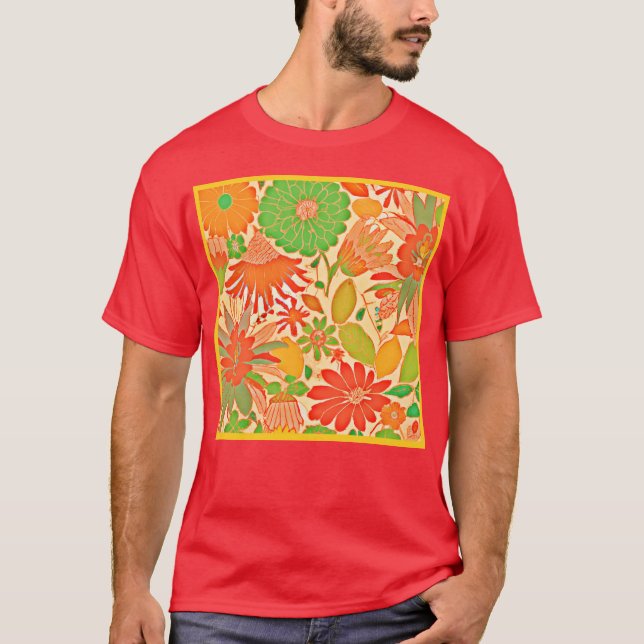 Vibrant Blossom Elegance Pattern T-Shirt (Front)