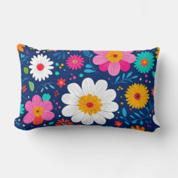 Vibrant Blossom Extravaganza - Colourful Floral Pa Lumbar Pillow