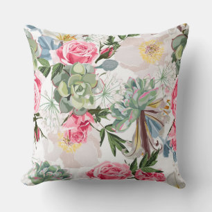 Vibrant Blossoms: Colorful Abstract Flowers Throw Pillow