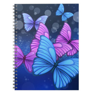 Vibrant Blue and Pink Butterfly Art Notebook