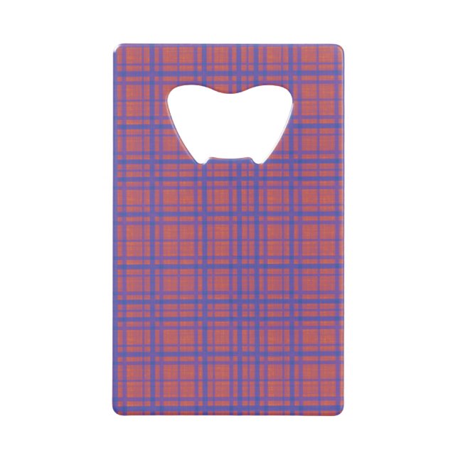 Vibrant Blue and Pink Plaid Pattern Wallet Bottle Opener (Front)