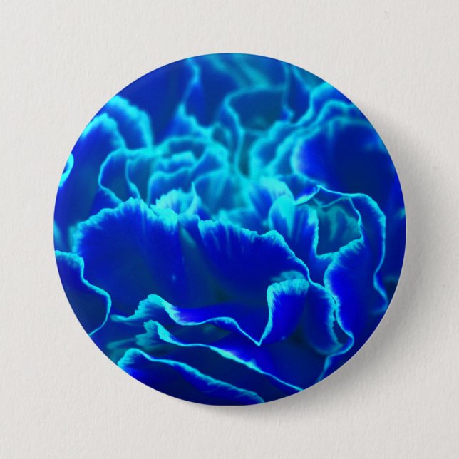 Vibrant Blue and Teal Carnation Flower 3 Inch Round Button (Front)
