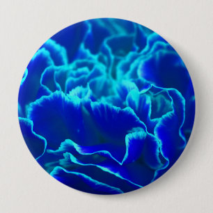 Vibrant Blue and Teal Carnation Flower 4 Inch Round Button