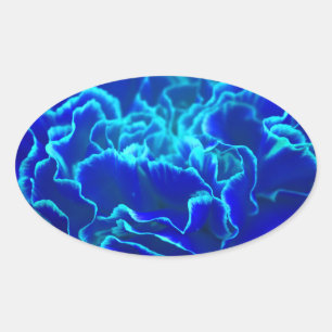 Vibrant Blue and Teal Carnation Flower Oval Sticker