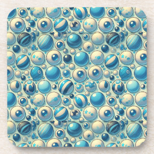 Vibrant Blue and White Decorative Spheres Coaster
