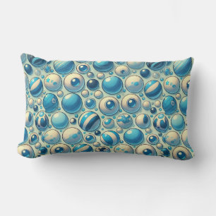 Vibrant Blue and White Decorative Spheres Lumbar Pillow