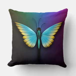 Vibrant Blue and Yellow Butterfly Throw Pillow