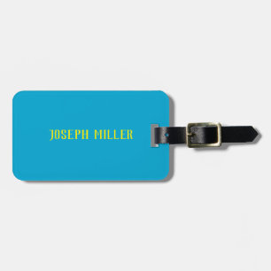 Vibrant Blue and Yellow Personalized Name Luggage Tag