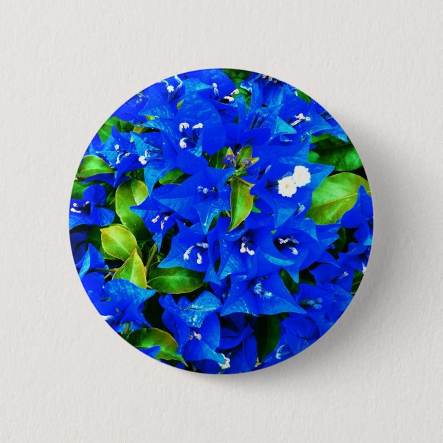 Vibrant Blue Bougainvillea Flowers 2 Inch Round Button (Front)
