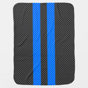 Vibrant Blue Carbon Fiber Style Racing Stripes Baby Blanket