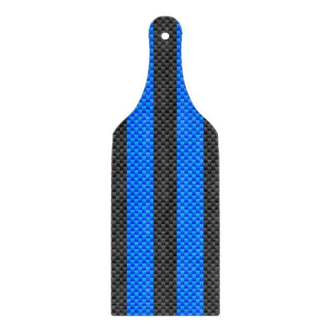 Vibrant Blue Carbon Fiber Style Racing Stripes Cutting Board (Front)