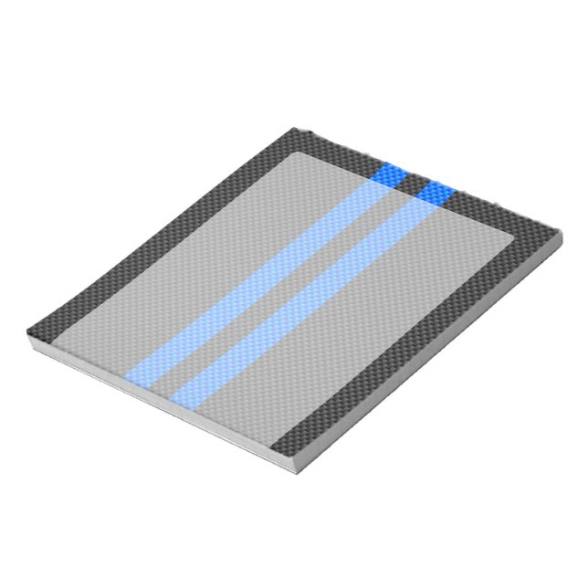 Vibrant Blue Carbon Fibre Style Racing Stripes Notepad (Rotated)
