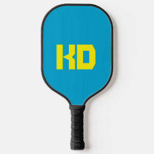 Vibrant Blue Colour Yellow Monogrammed Pickleball Paddle