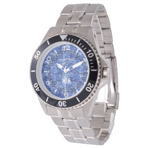 Vibrant Blue Digital Camo Camouflage Dial Watch
