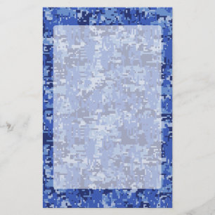 Vibrant Blue Digital Camo Camouflage Texture Stationery