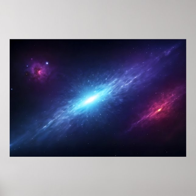 Vibrant Blue Galaxy Supernova Outer Space Poster (Front)