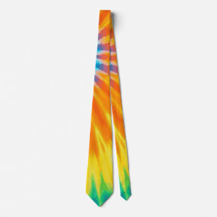 Vibrant Blue, Orange, and Yellow Tie-Dye, Bold Tie