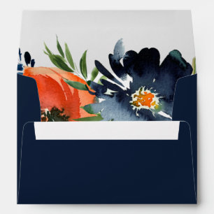 Vibrant Blue Orange Red Botanical Envelope