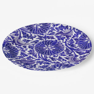 Vibrant Blue Ornamental Design Paper Plate