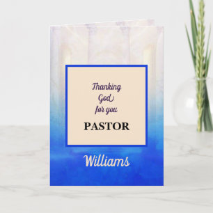 Vibrant Blue Pastor Appreciation Card