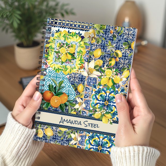 Vibrant Blue Sicilian Citrus Tile Floral Notebook (Creator Uploaded)