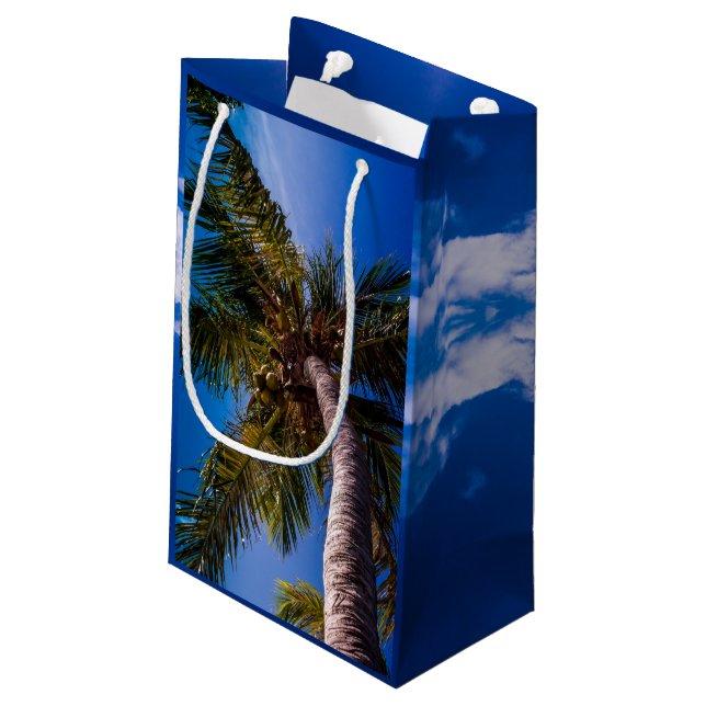 Vibrant Blue Sky Tropical Palm Tree Gift Bag (Back Angled)