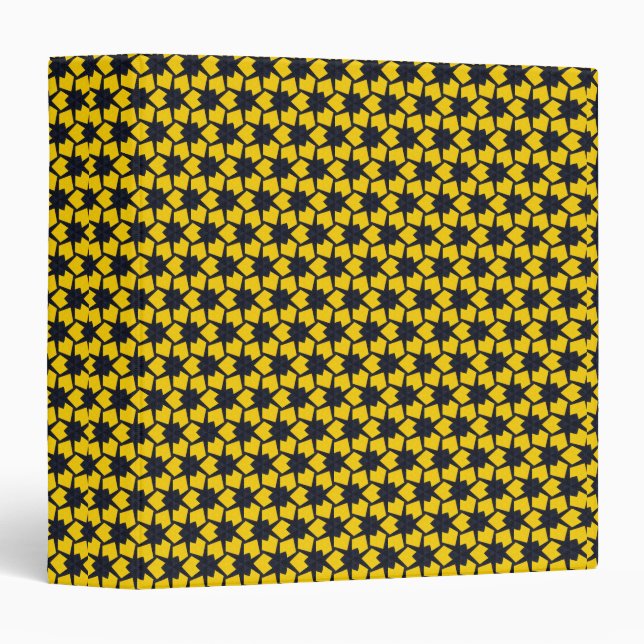 Vibrant Blue Star Pattern on Yellow Background Binder (Front/Spine)