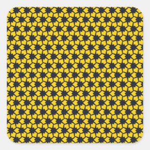 Vibrant Blue Star Pattern on Yellow Background Square Sticker