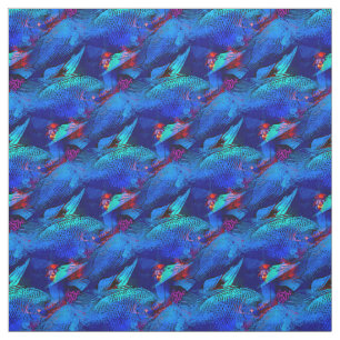 Vibrant Blue Tropical Fish Fabric