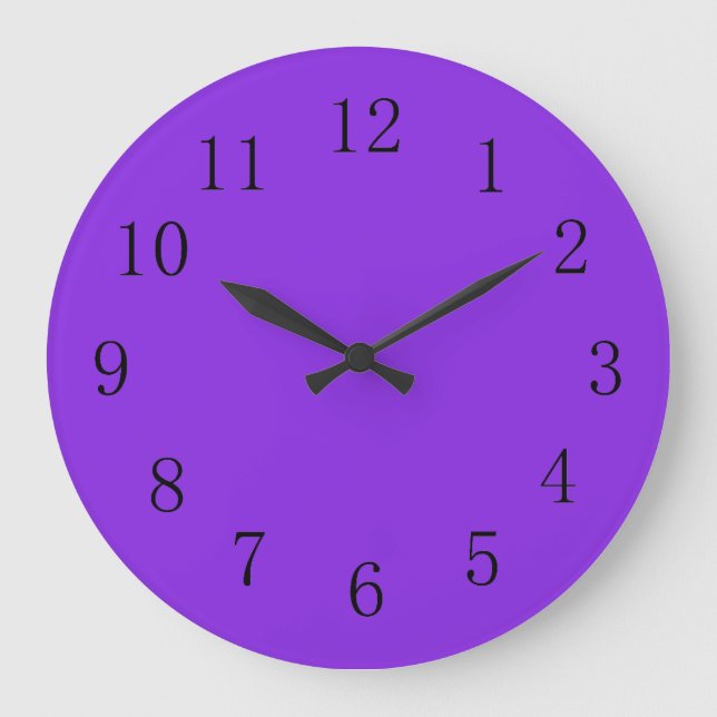 Vibrant Blue Violet Solid Colour Large Clock (Front)