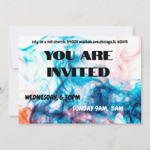 Vibrant Blue Watercolor Smoke Invitation