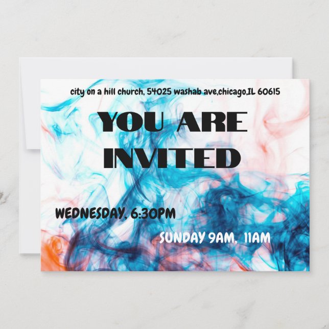 Vibrant Blue Watercolor Smoke Invitation (Devant)