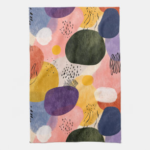 Vibrant Boho Abstract Pattern   Organic Shapes Kitchen Towel
