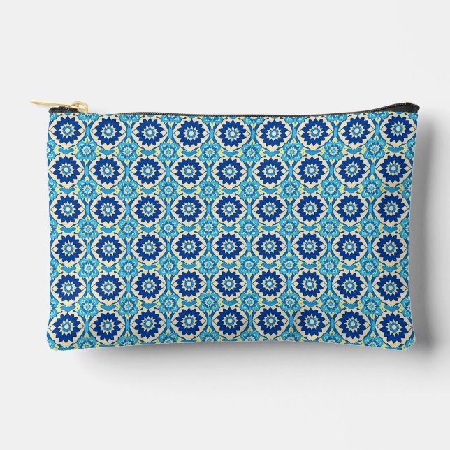 Vibrant Boho Chic Floral Pattern Accessory Pouch (Front)