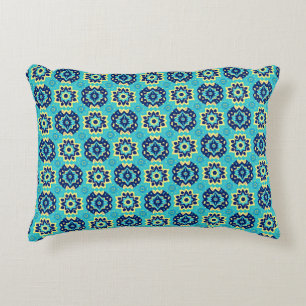 Vibrant Boho Chic Geometric Floral Pattern Accent Pillow