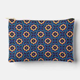 Vibrant Boho Geometric Floral Pattern Accessory Pouch
