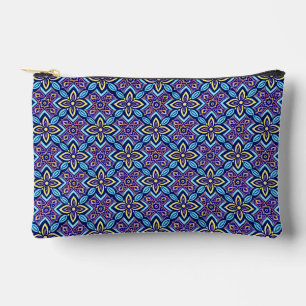Vibrant Boho Geometric Floral Pattern Accessory Pouch