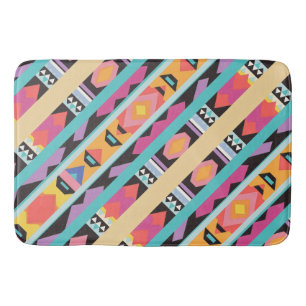 Vibrant Boho Geometric Pattern mix Bath Mat