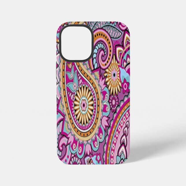 Vibrant Boho Paisley Floral Pattern | Colourful Ar iPhone Case (Back)