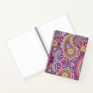 Vibrant Boho Paisley Floral Pattern   Colourful Ar Notebook