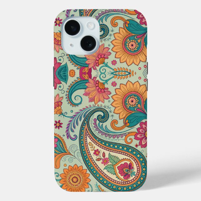 Vibrant Boho Paisley light green Floral Pattern   Case-Mate iPhone Case (Back)