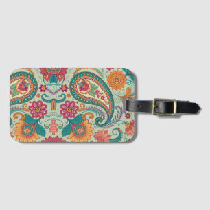 Vibrant Boho Paisley light green Floral Pattern   Luggage Tag