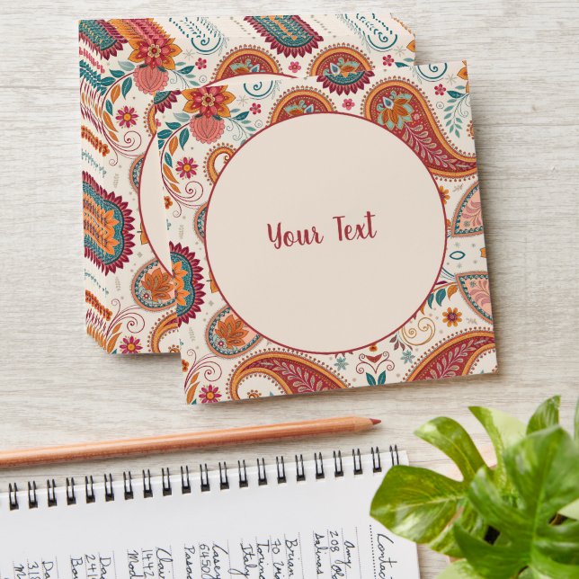 Vibrant Boho Paisley white Floral Pattern Envelope (Stacked)
