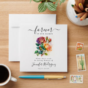 Vibrant Boho Roses Seed Packet Memorial Funeral  E Envelope