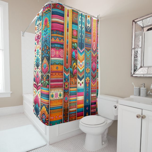 Vibrant Boho Stripes: Eclectic Textile Art (In Situ)